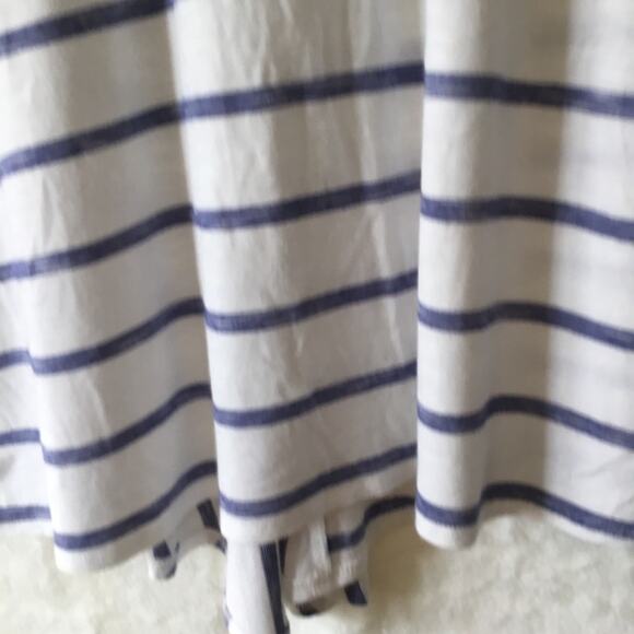 Chico's White and Blue Striped Crisscross Back Hi/Lo Tunic - Picture 4 of 16